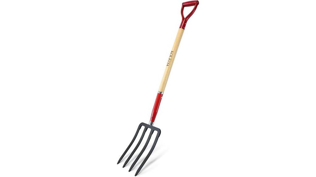 wooden handle digging fork