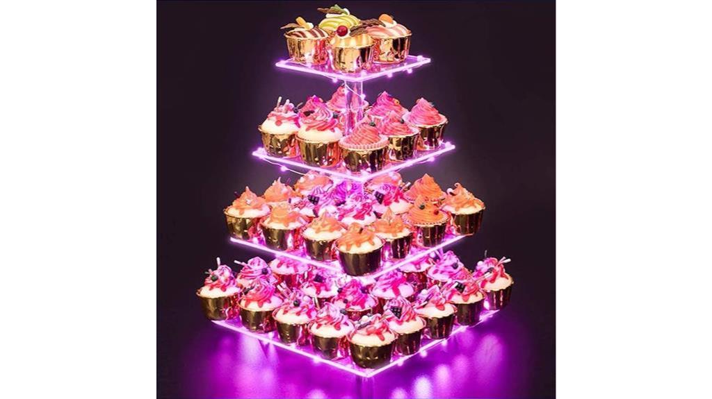 pink light cupcake display